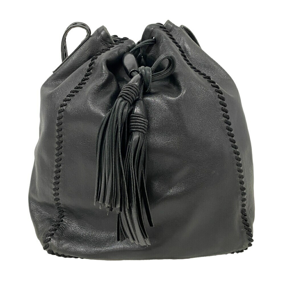 Prada Drawstring Fringe Shoulder Bag Black